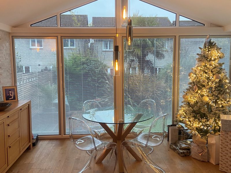 Gable front Warm-Roof Conservatory - Aluminium frames, Internal glazed blinds