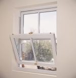 Small vertical sliding sash window open
